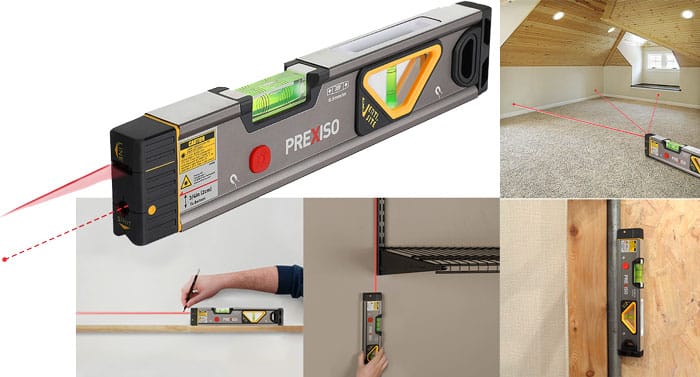 PREXISO P1P20 Mini alu laservaterpas 318mm med kraftig magnet vaterpas